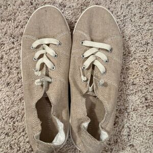 Maurices Neutral Taupe Canvas Lace-Up Sneakers